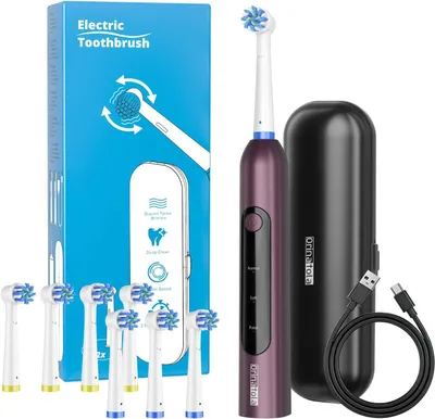 Produktbild von Elektrische Zahnbürste für Erwachsene mit 8 Bürstenköpfen Rotierende Electric Toothbrush Reiseetui,Wiederaufladbare mit 3 Modi & 2-Minuten-Smart-Timer