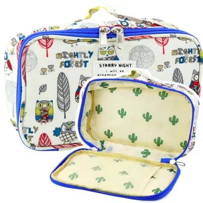 Produktbild von Federmäppchen, Schul-Organizer, Kosmetiktasche, Eulen, Weiß, 22,5 cm