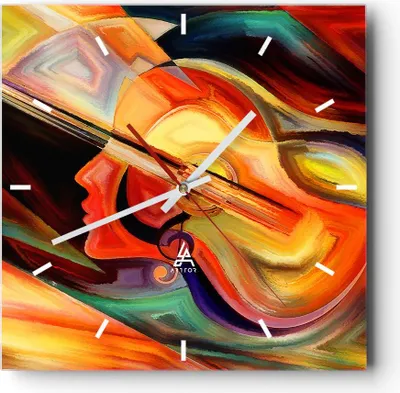 Produktbild von Wanduhr - Quadrat - Glasuhr - Abstraktion modern - 30x30cm - Schleichendes Uhrwerk - Lautlos - zum Aufhängen bereit - Dekoration Modern - Wanddekoration aus Glas - C3AC30x30-3669