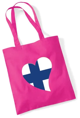 Produktbild von Huuraa Jutebeutel Finnland Flagge Herz 10 Liter Fuchsia Baumwolle Tasche Geschenkidee