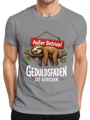 Productafbeelding van Buiten gebruik. Geduld op is. Statement-shirt met sarcasme. Heren T-shirt, grijs, maat XL