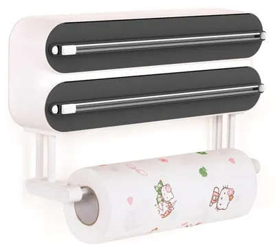 Image de Distributeur 3 en 1 pour film alimentaire, avec support pour essuie-tout et coupe-papier