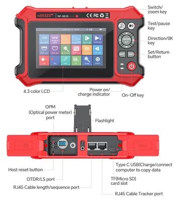 Produktbild von OTDR Zeitbereichsreflektometer - NF-9816 - 1310/1550 nm - Multimode-Faser - 10G - OPM/OLS/VFL - Kartenfunktion