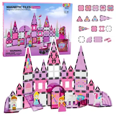 Produktbild von Magnetische Fensterbausteine ​​für Mädchen Rosa 58 Stk.
