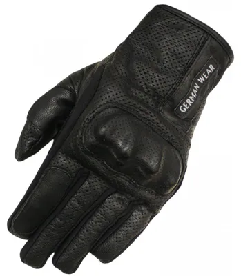 Produktbild von Motorradhandschuhe Biker Motorrad Leder handschuhe perforiert Schwarz, Größe:10=XL