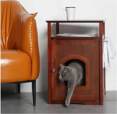 Produktbild von Automatische Katzenstreu -Tablettabdeckung Nachttisch Walnuss 25 Zoll