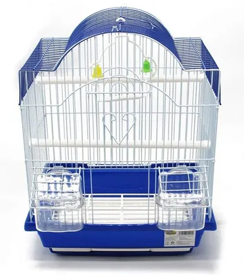 Productafbeelding van Ibenzoa® Metalen vogelkooi, 30 x 23 x 39 cm, met complete accessoires (voederbak, drinkbak, 2 zitstokken, schommel) – loodvrij frame, PP-accessoires, willekeurige kleur