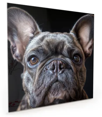 Produktbild von Küchenrückwand Spritzschutz Glas mit Motiv Bulldoggenportrait 40 x 40 cm
