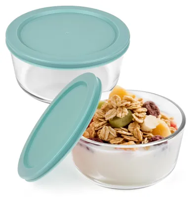 2er-Set Glas-Yoghurtbehälter 900 ml luftdicht mit Deckel