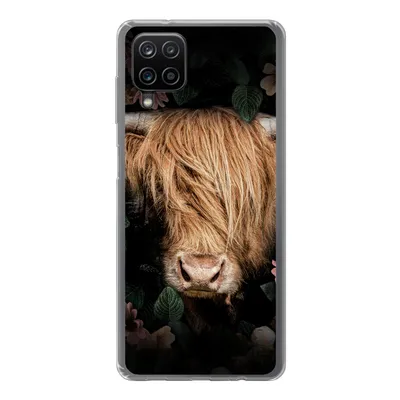 Produktbild von MuchoWow® Handyhülle Schutzhülle Hülle für Samsung Galaxy A12 Schottischer Highlander - Kuh - Blätter Silikon Softcase Handy Hülle - Bild