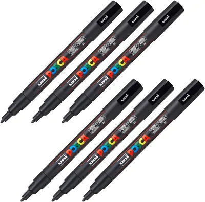 Productafbeelding van POSCA set van 6 - Acrylmarker PC-3M zwart