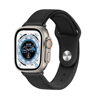 Produktbild von Strap-It Apple Watch Ultra Leder Hybridarmband (Schwarz)