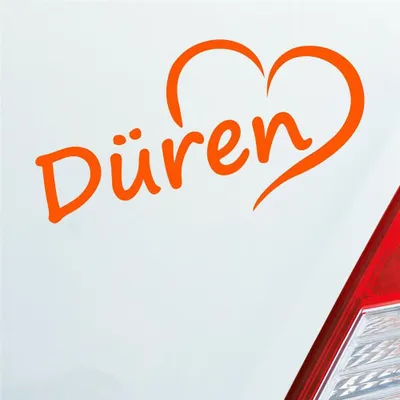 Produktbild von Auto Aufkleber Düren Herz Stadt City Liebe Love Heimat 15,5x8 cm Orange Sticker Heckscheibenaufkleber