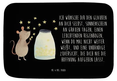 Produktbild von Mr. & Mrs. Panda Badematte Maus Sterne - Schwarz - Geschenk, Badteppich, Badvorleger, Badezimmerteppich, Schwangerschaft, Lustige Sprüche, Badläufer, Badezimmer Matte