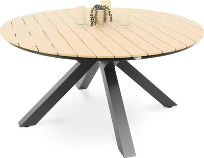 Produktbild von di volio Gartentisch Ravello ø 150 cm, rund - beige - Gartentisch - wetterfest & langlebig, aus Kunstholz und Aluminium