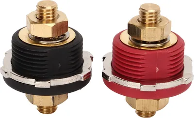 Image de 2 PIÈCES 3/8in Thru Panel Cosse de batterie 250A Noir Rouge Connecteur universel de batterie pour camping-car bateau