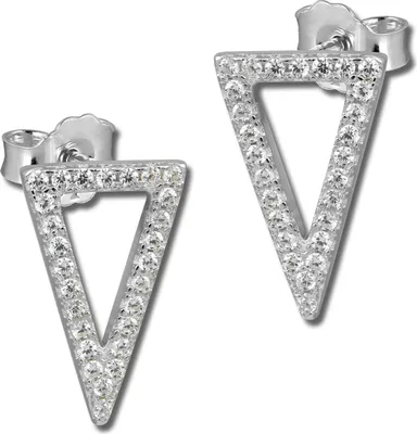 Produktbild von SilberDream weiß Ohrringe Dreieck offen Zirkonia 925 Silber Ohrstecker GSO406W