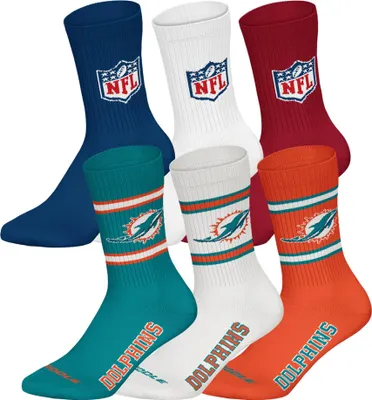 Produktbild von NFL Uni Socken, 6er Pack - NFL Teams, 6Pack Crew Socks, Football, Logo, Baumwollmischung Miami Dolphins/Mix 39-42