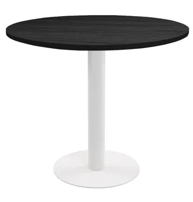 Obrázok produktu pre Okrúhly jedálenský stôl VICTORY 70 cm – čierny a biely Smoke, moderný kuchynský stôl s kovovou podnožou, škandinávsky dizajn