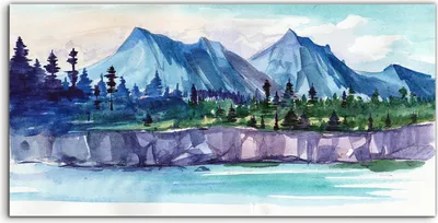 Produktbild von Coloray - Glasbild - 100x50 cm - Wandbild - Glasbilder - Foto Bild Malerei Wald Berge Wasser