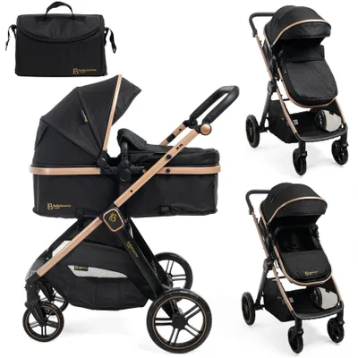 Image de Bebelissimo - Poussette transformable - combinée - 2 en 1 - poids 0-22kg - IRIS- noir
