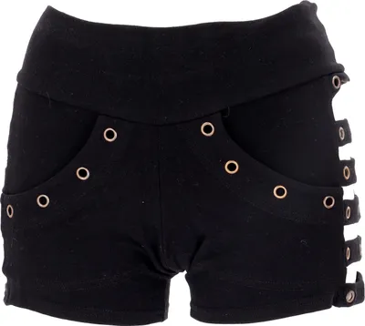 Produktbild von Goa Pantys, Psytrance Hotpants, Bikini Shorts - Schwarz, Damen, Elasthan,Baumwolle, Größe: M