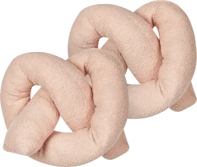 Produktbild von BELIANI Dekokissen 2er Set Rosa Webpelz mit Füllung 172x14 cm Teddy-Optik Bretzelform Knotenkissen Modern Wohnzimmer Schlafzimmer Ausstattung