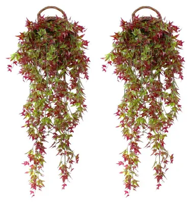 Image de 2 plantes retombantes artificielles, vrilles de lierre artificielles, plantes retombantes artificielles en plastique pour décorer le mur du jardin