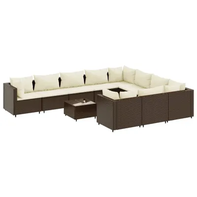 Produktbild von 11-tlg. Garten-Sofagarnitur mit Kissen Braun Poly Rattan