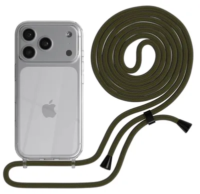 Produktbild von EAZY CASE Handykette mit Hülle für Apple iPhone 17 Pro Backcover Handykette, zum Umhängen in Grün