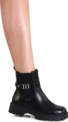 Produktbild von topschuhe24 3113 Damen Plateau Stiefeletten Chelsea Boots Glitzer, Farbe:Schwarz, Größe:36 EU