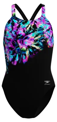 Produktbild von Speedo Club Training Bedruckter Powerback Badeanzug Damen, Farbe:Schwarz, Größe:36
