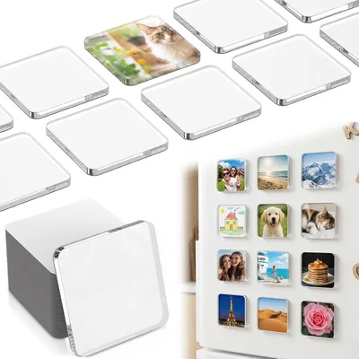 Produktbild von Magnet-Set zum Basteln – 20 Stück, 4 mm Acryl-Magnetleisten mit Klebefolie und Magnetstreifen – Transparente Fotomagnete für den Kühlschrank