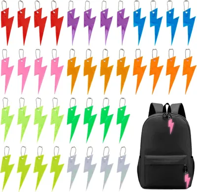 Productafbeelding van 40 reflecterende veiligheidsslingers, 10 verschillende kleuren reflecterende sleutelhangers met kettingen, sleutelhangers voor rugzak, tas, wandelen
