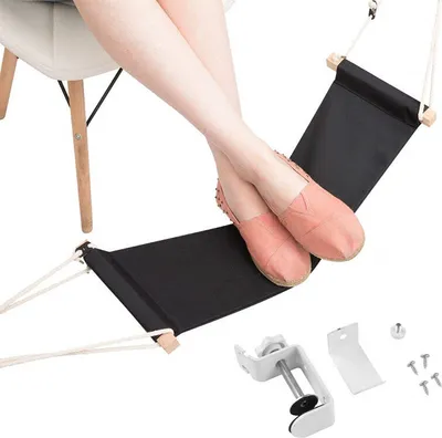 Produktbild von Fuß Hängematte Verstellbar Praktische Fußhängematte Schreibtisch Fußstütze Mit Kopfhörerhaken Zur Entspannung im Büro