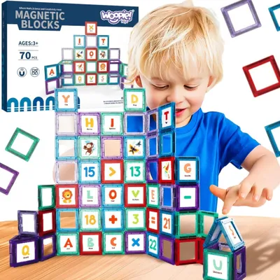 Immagine prodotto di WOOPIE Tessere magnetiche tridimensionali per imparare le lettere – 70 pezzi
