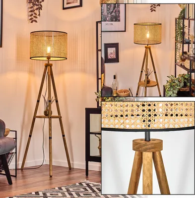 Produktbild von Casalina Stehlampe aus Holz/Rattan/Wienergeflecht in Naturfarben/Schwarz