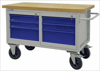 Produktbild von ADB Werkbank lichtgrau, lichtblau 6 Schubladen 130,0 x 60,0 x 82,7 cm