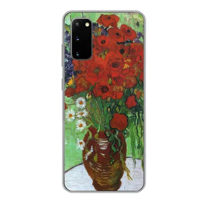 Produktbild von MuchoWow® Handyhülle Schutzhülle Hülle für Samsung Galaxy S20 Vase mit roten Mohnblumen und Gänseblümchen - Vincent van Gogh Silikon Softcase Handy Hülle - Bild