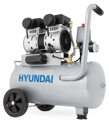 Produktbild von HYUNDAI Silent Kompressor SAC15024 (Druckluftkompressor leise, ölfrei, Flüsterkompressor, Compressor flüsterleise, 67dB, 24L Kessel, 9bar, 1.5kW, 202L/Min)