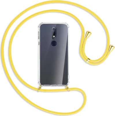 Produktbild von Handykette Backcover-Schutzhülle mit Band (Metall goldfarben) für Nokia 7.1 - gelb