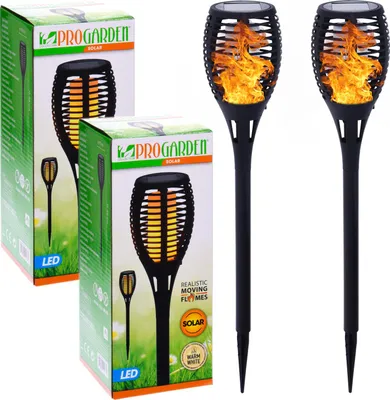 Zdjęcie produktu dla Zestaw 2 Lamp Solarnych Led Pochodnia Efekt Płomień Ogień 58 Cm