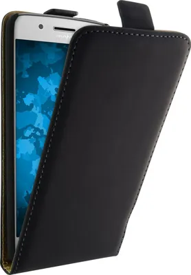 Produktbild von PhoneNatic Kunst-Lederhülle kompatibel mit Lenovo Moto G5 - Flip-Case schwarz + 2 Schutzfolien