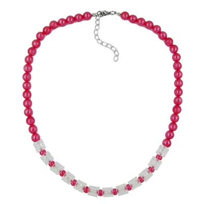 Produktbild von Kette Kunststoff-Perlen rot seidig-glänzend Walzenperle kristal AB 45cm rot 45 cm