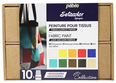 Zdjęcie produktu dla Farby do ciemnych i jasnych tkanin Setacolor Opaque / zestaw 10 x 45 ml