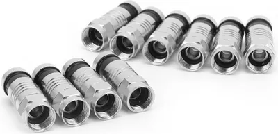 Produktbild von 10 Stück RG6 UK gequetscht Typ F Stecker F Kabel Antenne Video Satellit Adapter (F-007)
