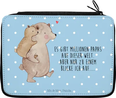 Produktbild von Mr. & Mrs. Panda Federmäppchen Papa Bär - Blau Pastell - Geschenk, Geburtstag, Bleistiftetui, Federtasche, Mäppchen, Etui, Vatertag, Federmappe, Muttertag