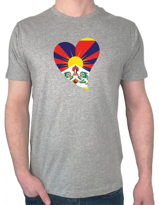 Produktbild von Huuraa Herren T-Shirt Tibet Flagge Herz L Sport Grey Bio Baumwolle Fairtrade Herrenshirt Geschenkidee