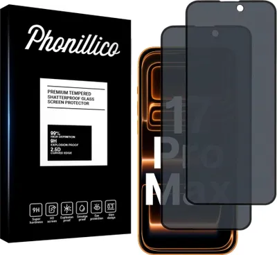 Produktbild von Hartglas Anti-Spy für iPhone 17 PRO MAX [2 Stück] Schwarze Displayschutzfolie Screen Protector Film Privacy Anti-Kratzer Glas Resistant Phonillico®