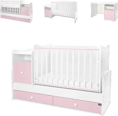 Produktbild von Lorelli Babybett Trend Plus 70x160cm Schreibtisch Kinderbett Schubladen Kommode pink